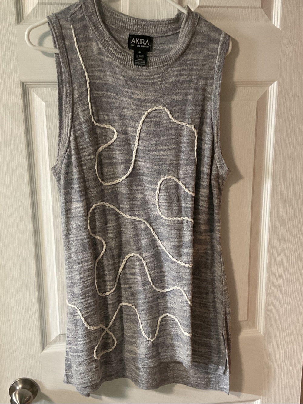 AKIRA Gray Knit Sleeveless Tank with Cream Stitch Detailing 2 piece set.